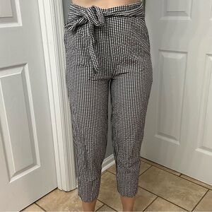 Free People Pants Cropped Gingham Casual Dainty Twee Tie Waist Size 4 Small